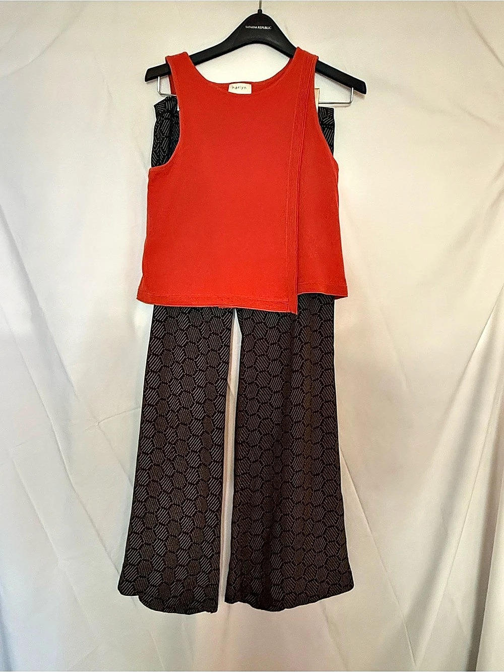 Anthropologie Bundle: Black, Cream, Vibrant red/Orange Printed Two-Piece Set Siz